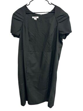 Roamans Womens Black Formal Dress Pleated Short Sleeve Detail Sz 24 W